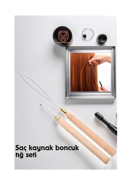 Turk Saç Boncuk Uzatma Keratin Tığı Misina Seti - EMY7228-5390