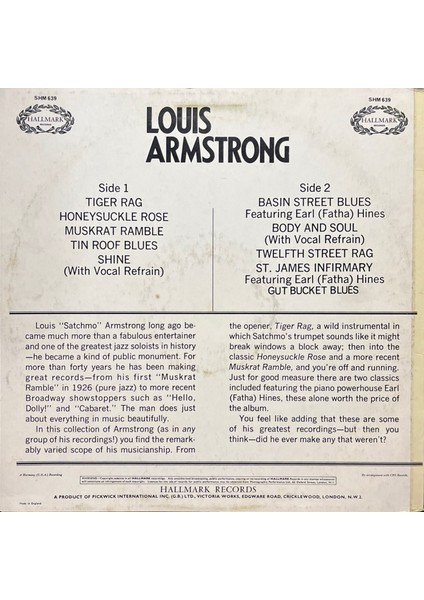 Louis Armstrong Louis Armstrong Lp Plak fiyatları