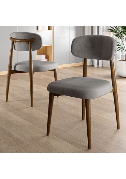 Laos Serisi 4 Adet Gri Mutfak Sandalyesi Ahşap Kaplama 1. Sınıf Babyface Kumaş modelleri