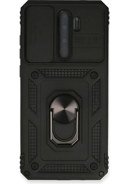 Newface Xiaomi Redmi Note 8 Pro Kılıf Pars Lens Yüzüklü Silikon - Siyah