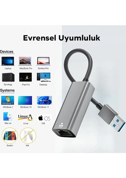 Ally USB 3.0 To Rj 45 2.5 Gbps Ethernet KABLOSU-(5775) - EMY5476-3684 indirimleri