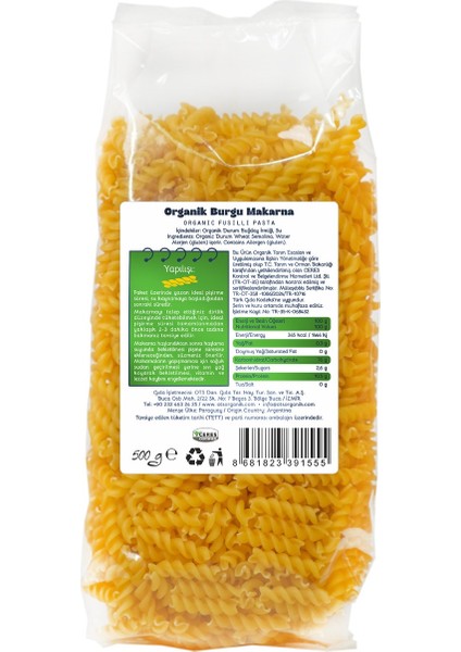Burgu Makarna 500 g. -VEGAN- fiyatları