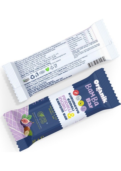 Organik Bamba Bar Yulaflı 30 gr (Şeker Gluten Içermez)