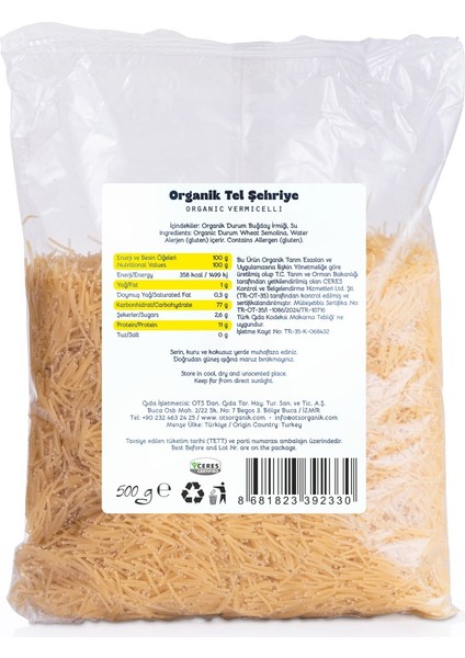 Tel Şehriye 500 gr fiyatları