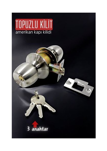 Turk Topuzlu Kilit Amerikan Kapı Kilit Buton Set - EMY5873-3173
