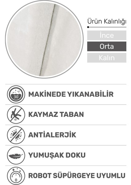 Puffy Kırık Beyaz Yumuşak Halı Yolluk | Kaymaz, Yıkanabilir, Peluş Dokulu, Salon Mutfak Antre için