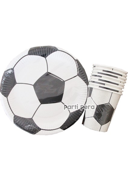 Siyah beyaz futbol topu Desenli Karton Tabak Bardak 8'li Set fiyatları