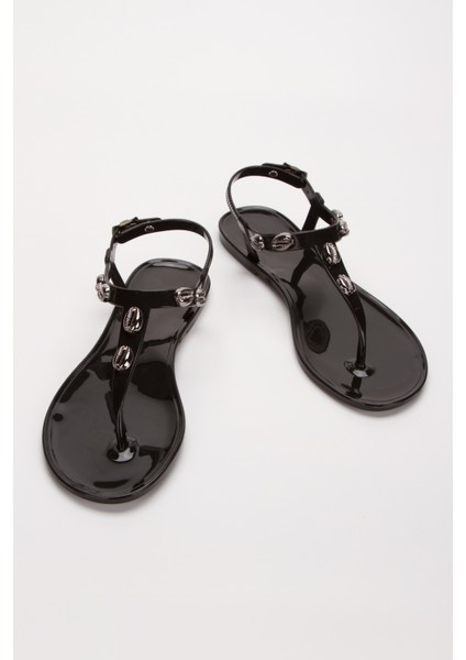 Nerites Kadın Yazlık Siyah Parmak Arası Sandalet PVC Malzeme fiyatları