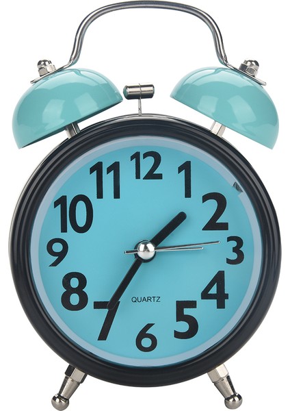 Çift Zil Ultra Sessiz Mekanik Çalar Saat Kuvars Hareketi Masa Gece Saati (Mavi) (Yurt Dışından)