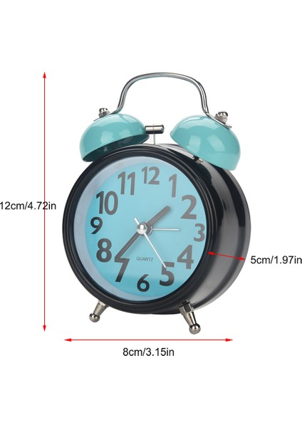 Çift Zil Ultra Sessiz Mekanik Çalar Saat Kuvars Hareketi Masa Gece Saati (Mavi) (Yurt Dışından) fırsatları