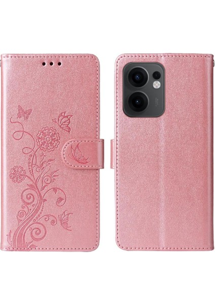 Oppo Reno 13F Deri Kart Yuvaları Çiçek Flip Için Flip Case (Yurt Dışından)