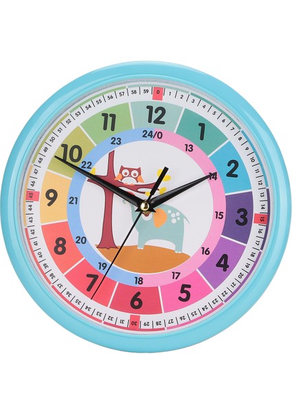 Duvar Saati Plastik Karikatür Renkli Kuvars Zaman Öğrenme Asılı Saat Çocuk Odası Sınıfı Için Mavi (Yurt Dışından)