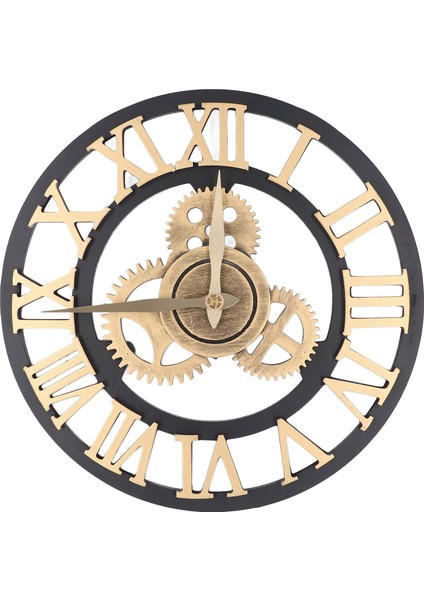 Büyük 3D Retro Duvar Saati 34CM Vintage Ahşap Dişli Duvar Saati Rakamları Endüstriyel Stil Saatler Ev Oturma Odası Dekorasyonu Altın (Yurt Dışından)
