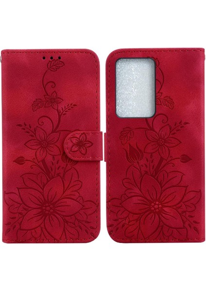 Realme C75 4g Manyetik Kabartmalı Zambak Kart Tutucu Cüzdan Için Flip Case (Yurt Dışından)