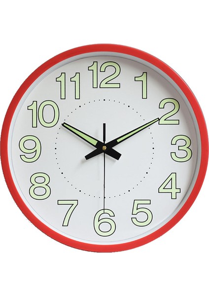 12 Inç Aydınlık Duvar Saati Minimalist Yuvarlak Kuvars Saat Yatak Odası Oturma Odası Dekorasyonu Kırmızı (Yurt Dışından)