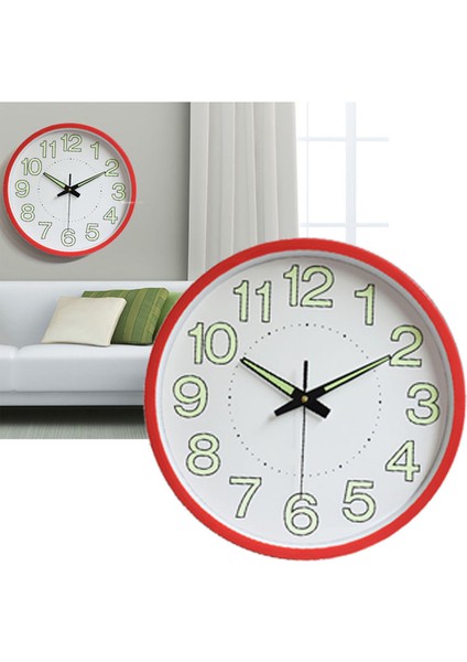 12 Inç Aydınlık Duvar Saati Minimalist Yuvarlak Kuvars Saat Yatak Odası Oturma Odası Dekorasyonu Kırmızı (Yurt Dışından) indirimleri