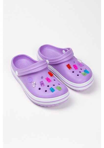 Samesa Lila Teddy Bear Clogs Eva Yazlık Plaj - Günlük Terlik