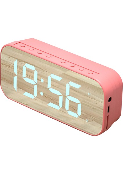 Bluetooth Hoparlörlü Çalar Saat Dijital Saat Bluetooth Hoparlörlü Aynalı Dijital Ekranlı Çalar Saat Yatak Odası Ofis Pembe (Yurt Dışından)