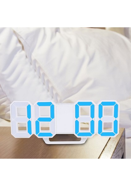 3d Led Dijital Saat Yatak Odası Masaüstü Erteleme Alarm Saati Ev Dekorasyonu Beyaz Kasamavi (Yurt Dışından) indirimleri