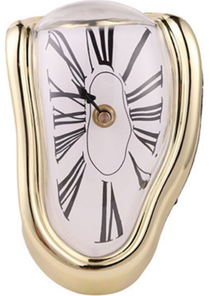 Eriyen Saat Plastik Retro Dekoratif Elektrokaplama Metal Boyalı Masa Masa Saati Ofis Altın (Yurt Dışından)