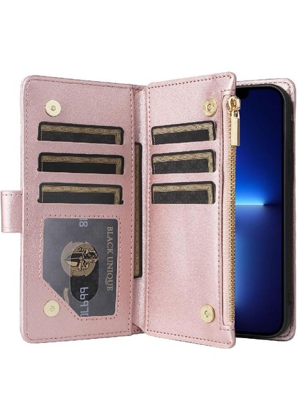 IPhone 13 Için Flip Case Pro Max Kayış Kart Yuvaları Cüzdan Darbeye (Yurt Dışından)