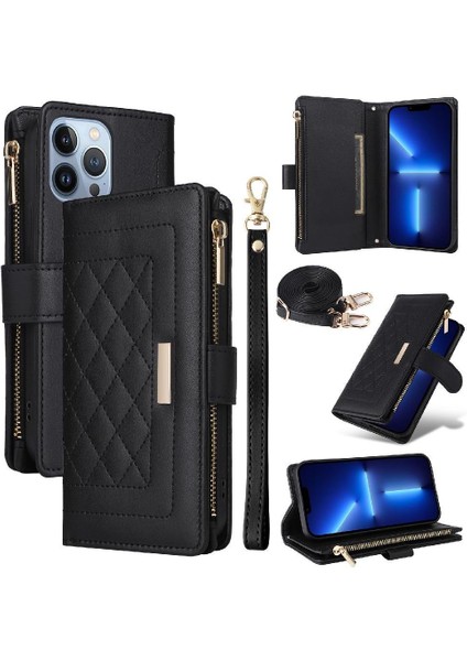 IPhone 13 Için Flip Case Pro Max Kayış Kart Yuvaları Cüzdan Darbeye (Yurt Dışından)