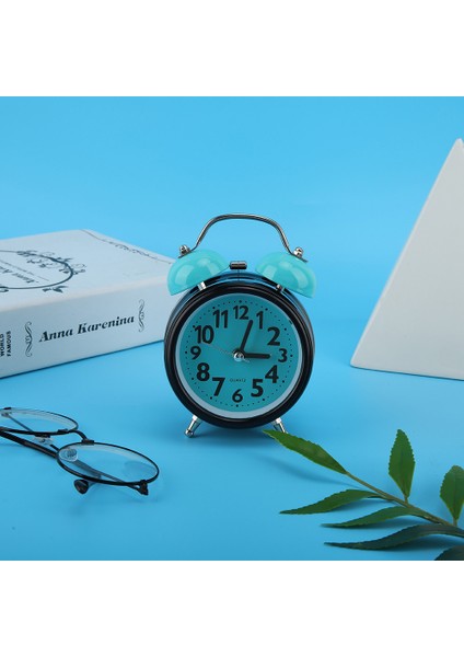 Açık Mavi Gece Aydınlatmalı Çalar Saat Çift Zil Çalar Saat Başucu Saati (Yurt Dışından) fırsatları