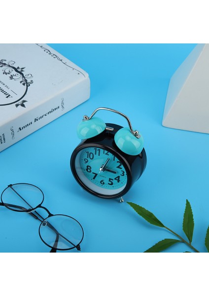 Açık Mavi Gece Aydınlatmalı Çalar Saat Çift Zil Çalar Saat Başucu Saati (Yurt Dışından) indirimleri