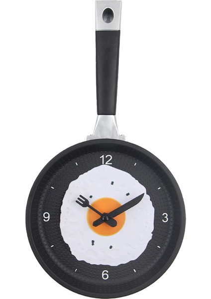 Duvar Saati Abs Kızarmış Yumurta Kızartma Tavası Şekli Sessiz Pille Çalışan Duvar Saati Yatak Odası Oturma Odası Mutfak Siyah (Yurt Dışından)