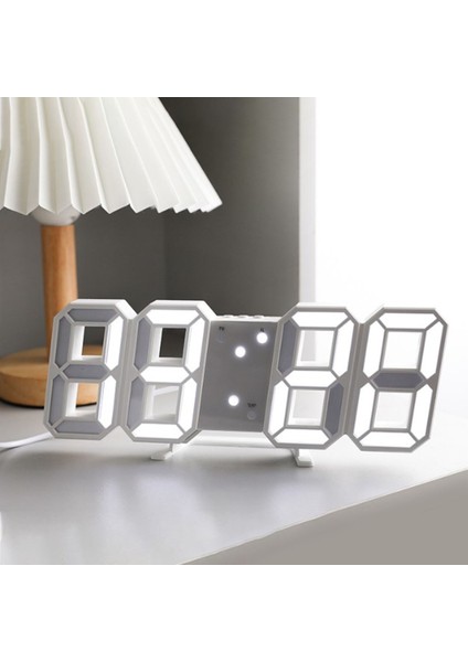 3D LED Dijital Duvar Saati Kısılabilir Gece Lambası Dekor LED Dijital Alarm Saatleri Sıcaklık Göstergeli Beyaz (Yurt Dışından) indirimleri