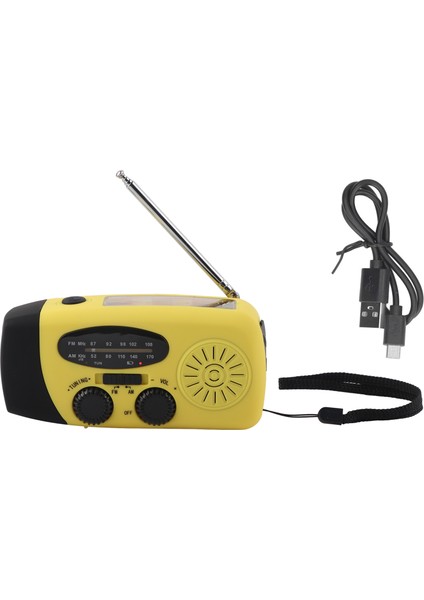 El Kranklı Güneş Enerjili Radyo Çok Işlevli Acil Durum Radyosu Açık Hava Kampı Için El Fenerli LED Radyosarı Avrupa (Yurt Dışından)