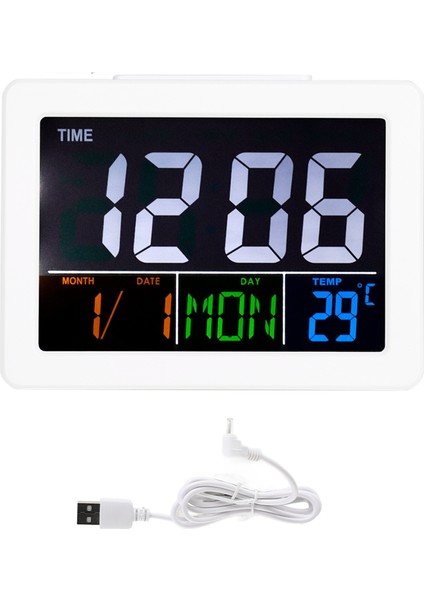 LCD Dijital Çalar Saat Öğrenci Büyük Ekran Zaman Sıcaklık Göstergesi (Yurt Dışından)