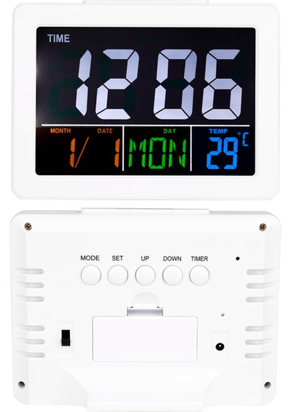 LCD Dijital Çalar Saat Öğrenci Büyük Ekran Zaman Sıcaklık Göstergesi (Yurt Dışından)
