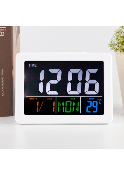 LCD Dijital Çalar Saat Öğrenci Büyük Ekran Zaman Sıcaklık Göstergesi (Yurt Dışından)