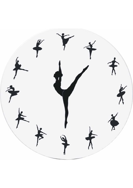 Balerin Duvar Saati Sessiz Akrilik Bale Dansı Asılı Dekor Ev Oturma Odası Yatak Odası (Yurt Dışından)
