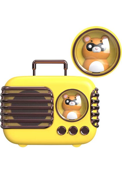 Sevimli Retro Bluetooth Hoparlör Mini Bagaj Mini Hoparlör Yaratıcı Vintage Güzel Küçük Hoparlör Sarı (Yurt Dışından)