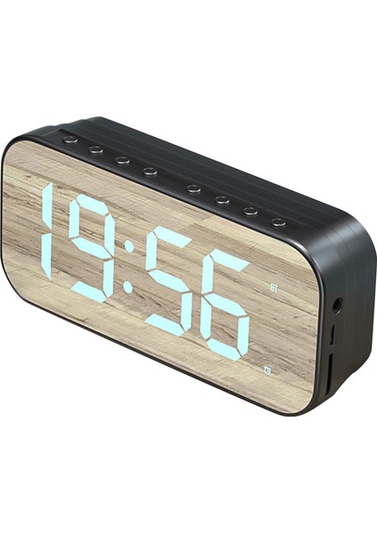 Bluetooth Hoparlörlü Çalar Saat Dijital Saat Bluetooth Hoparlörlü Aynalı Dijital Ekranlı Çalar Saat Yatak Odası Ofis Siyah (Yurt Dışından)