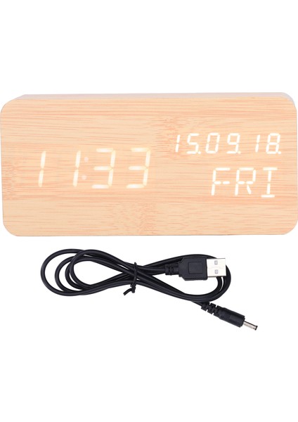 LED Dijital Çalar Saat Ahşap Çalar Saat Ses Kontrolü 3 Parlaklık Ayarı Oturma Odası Ofis Için (Yurt Dışından)