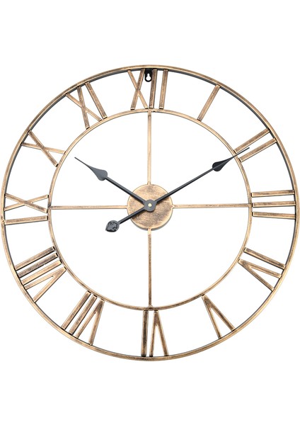 Klasik Metal Büyük Yuvarlak Demir Duvar Saati Romen Rakamları Ev Dekoru (Altın 60CM Çapında) (Yurt Dışından)
