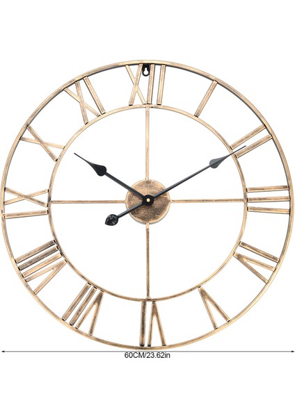 Klasik Metal Büyük Yuvarlak Demir Duvar Saati Romen Rakamları Ev Dekoru (Altın 60CM Çapında) (Yurt Dışından) indirimleri