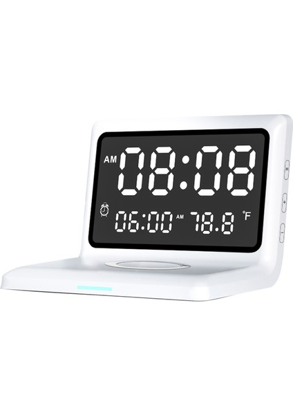 Çok Işlevli Dijital Aynalı Saat 15w Kablosuz Şarjlı Çalar Saat Büyük Kısılabilir Ekran Erteleme Fonksiyonu Usb Çıkışı Yatak Odası Oturma Odası Ofis Için (Yurt Dışından)