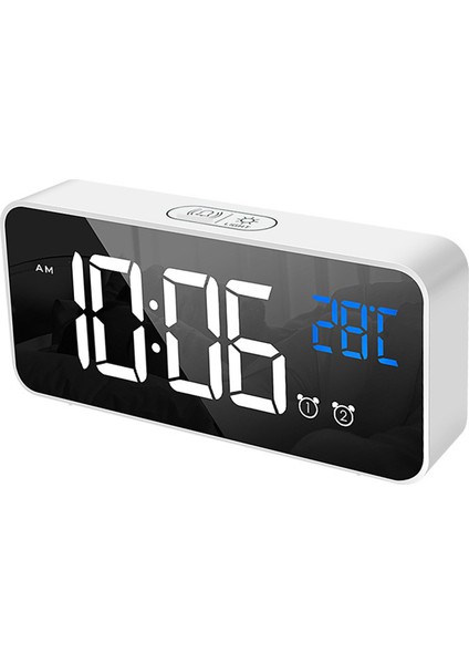 Led Alarm Elektrikli Saat Çok Işlevli Zarif Aynalı Yüzey Sessiz Başucu Saati Ev Yatak Odası Ofis Dekoru Beyaz (Yurt Dışından) modelleri