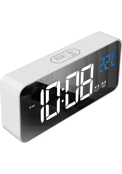 Led Alarm Elektrikli Saat Çok Işlevli Zarif Aynalı Yüzey Sessiz Başucu Saati Ev Yatak Odası Ofis Dekoru Beyaz (Yurt Dışından) fırsatları