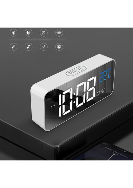 Led Alarm Elektrikli Saat Çok Işlevli Zarif Aynalı Yüzey Sessiz Başucu Saati Ev Yatak Odası Ofis Dekoru Beyaz (Yurt Dışından) indirimleri