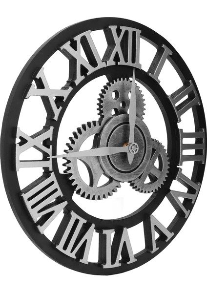 Büyük 3D Retro Duvar Saati 34CM Vintage Ahşap Dişli Duvar Saati Rakamları Endüstriyel Stil Saatler Ev Oturma Odası Dekorasyonu Gümüş (Yurt Dışından) modelleri