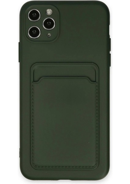 Newface iPhone 11 Pro Max Kılıf Kelvin Kartvizitli Silikon - Koyu Yeşil