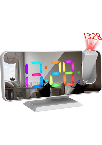Dijital 180° Projeksiyonlu Çalar Saat Dinamik Rgb Işık Parlaklığı Ayarlanabilir Erteleme Çift Alarm Ayarı Usb Şarj Portu Yatak Odası Için Aynalı Saat 12h/24h (Yurt Dışından) fiyatları