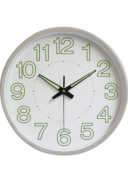 12 Inç Aydınlık Duvar Saati Minimalist Yuvarlak Kuvars Saat Yatak Odası Oturma Odası Dekorasyonu Gümüş (Yurt Dışından)