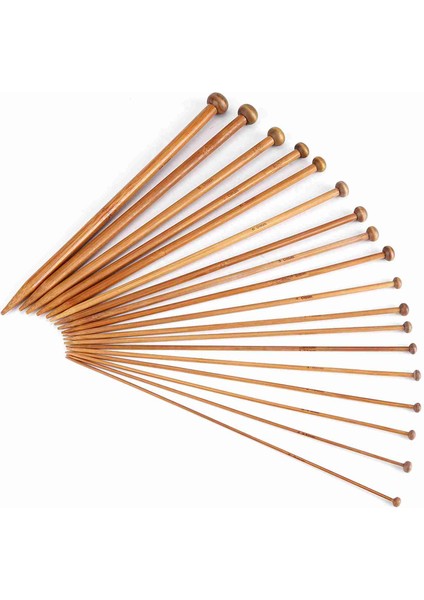 Bambu Örgü Şişleri Seti, Tek Uçlu Karbonize Örgü Şişi 18 Boyut (2mm Ila 10MM) (Yurt Dışından)