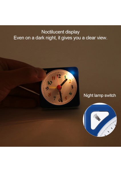 Mini Seyahat Masa Çalar Saati Kuvars Led Işık Erteleme Fonksiyonlu Pil İle Çalışan Mavi (Yurt Dışından) fırsatları